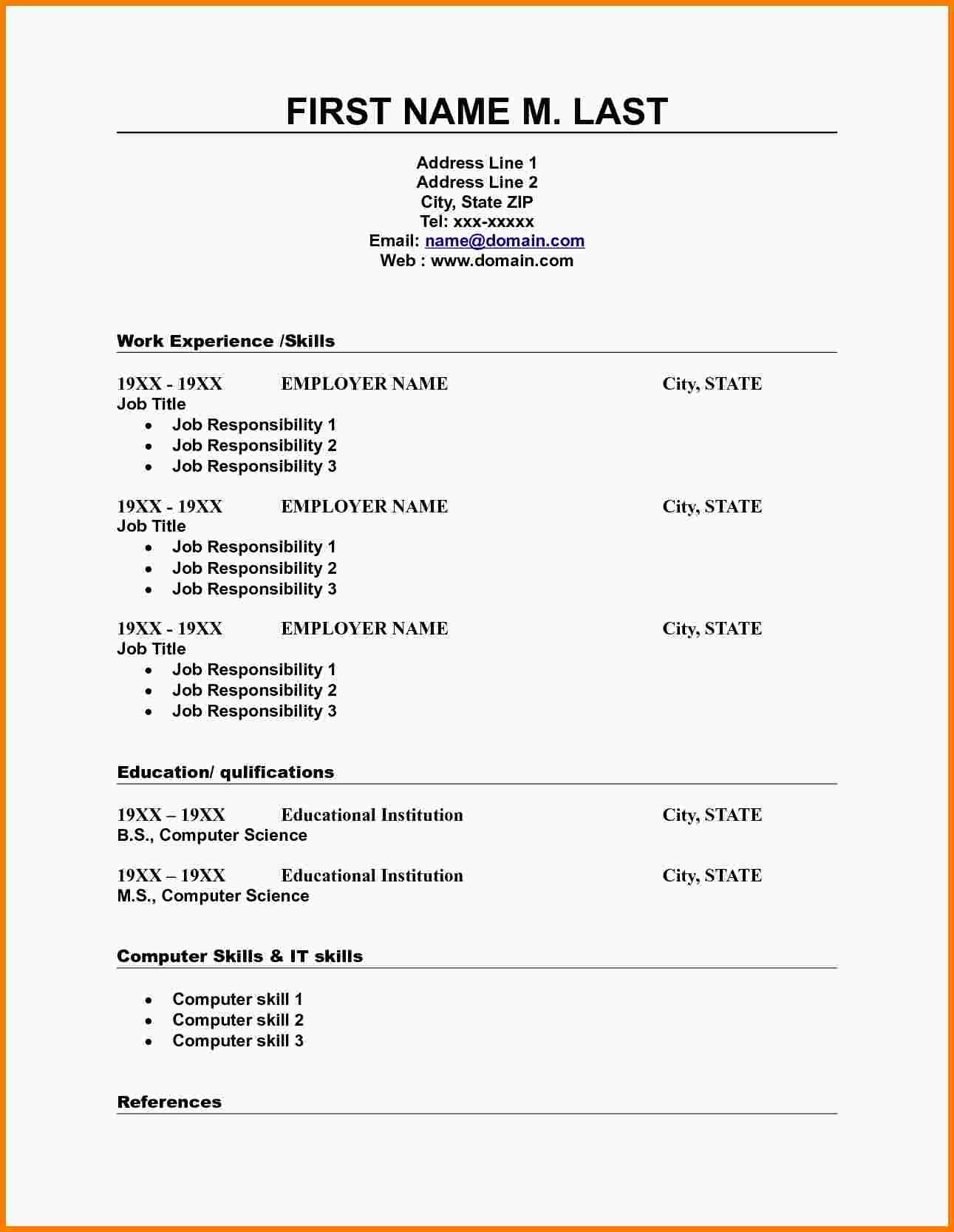 Blank Simple Resume Template 8 Free Fill In the Blanks Resume