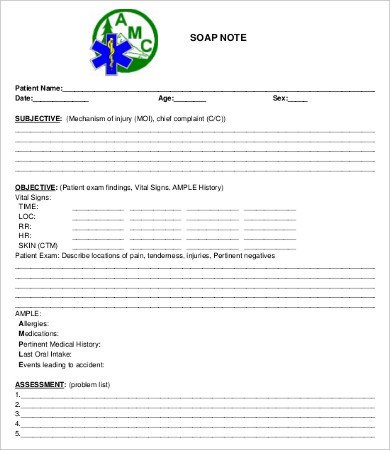 Blank soap Note Template soap Note Template 10 Free Word Pdf Documents Download