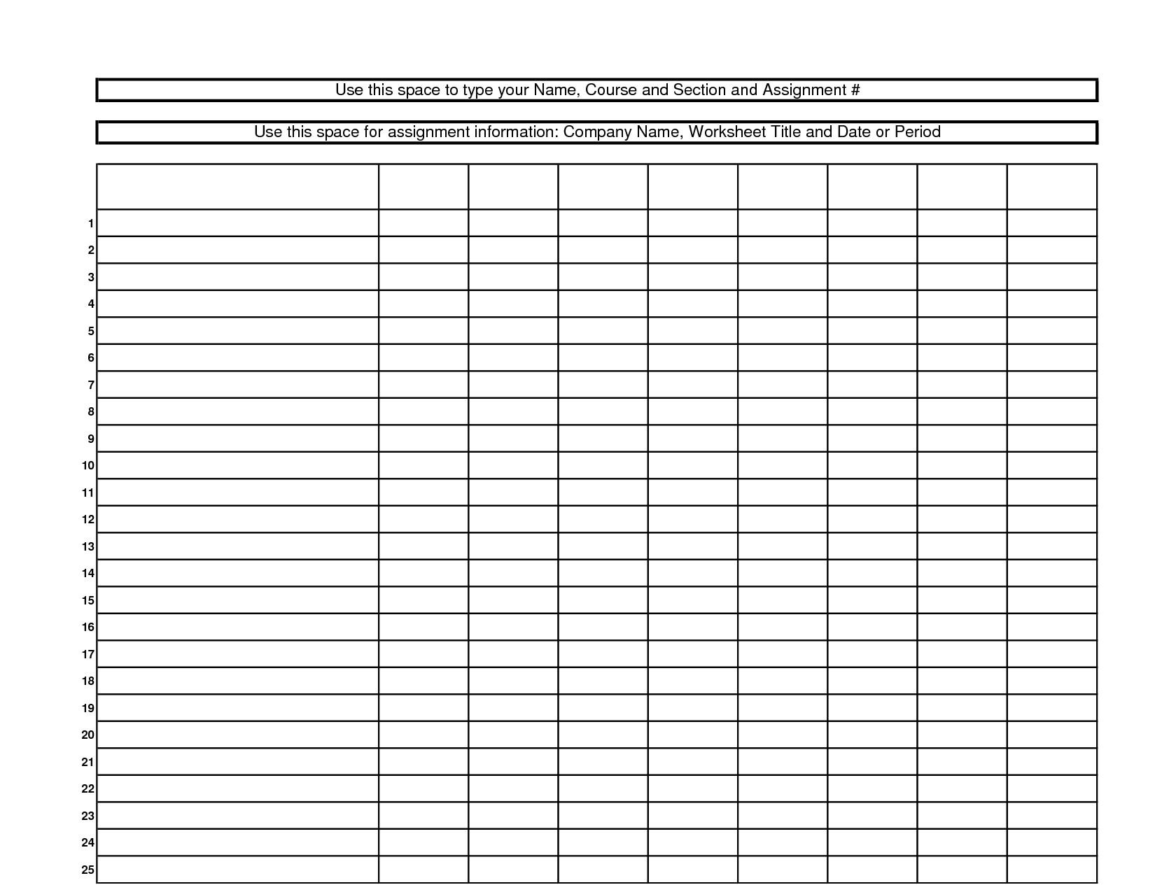 Blank Spreadsheet to Print 9 Best Of Printable Blank Columns Templates 4