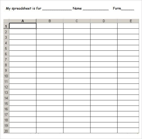 Blank Spreadsheet to Print Free Printable Blank Spreadsheet Templates