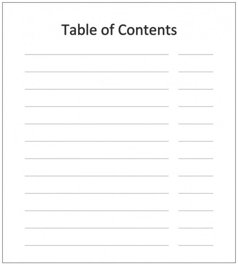 Blank Table Of Contents Microsoft Word Table Of Contents Template Blank