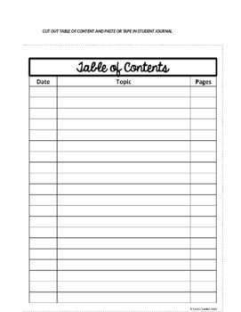 Blank Table Of Contents Table Of Contents Blank Template Free Printable