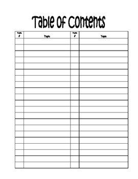 Blank Table Of Contents Table Of Contents Template by Kaycee S Creations