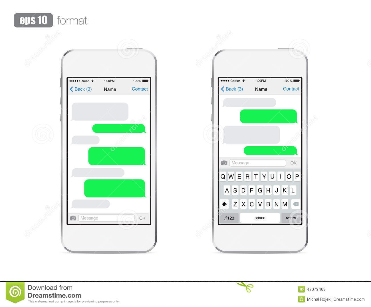 Blank Texting Template Smart Phone Chatting Sms Template Bubbles Stock Vector