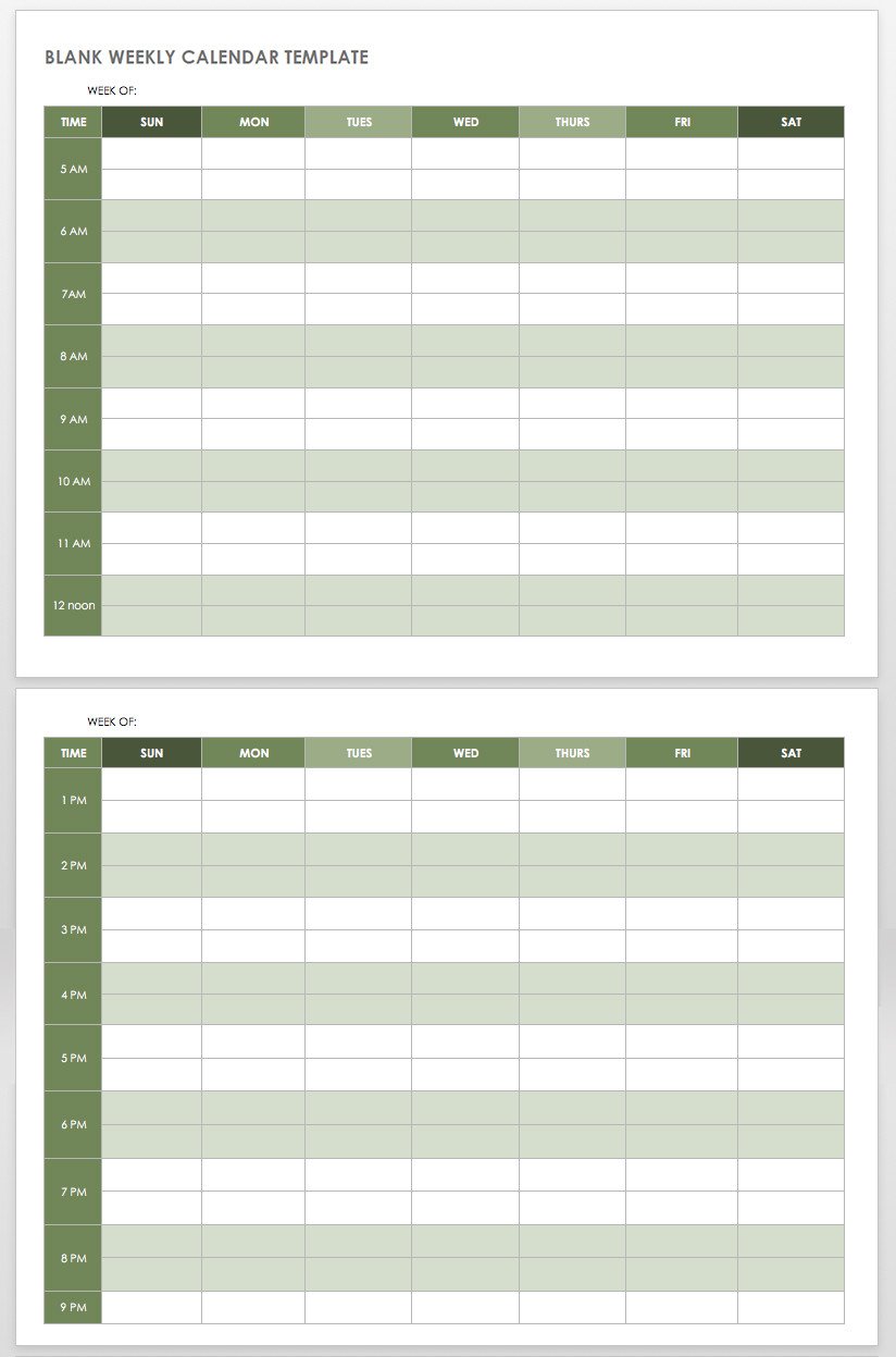 Blank Weekly Calendar Template 15 Free Weekly Calendar Templates