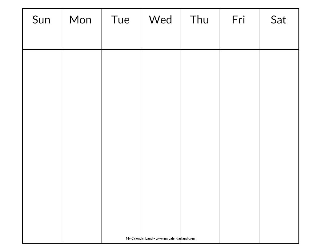 Blank Weekly Calendar Template Blank Calendar Printable My Calendar Land