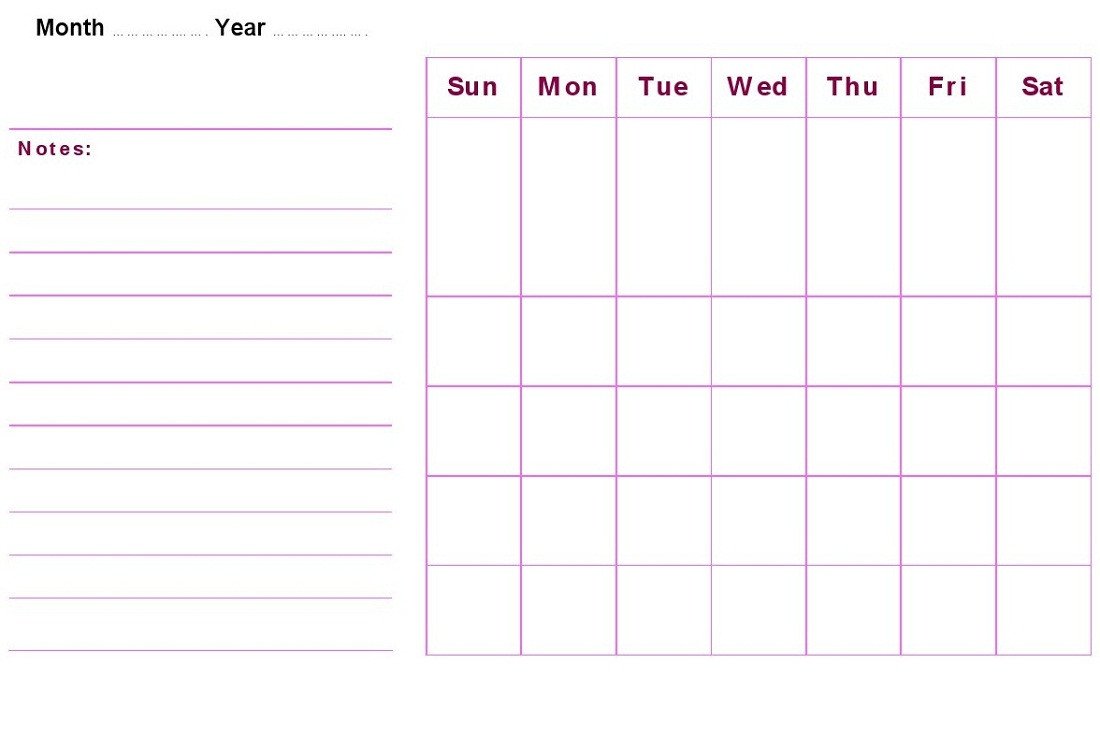 Blank Weekly Calendar Template Blank Weekly Calendars Printable
