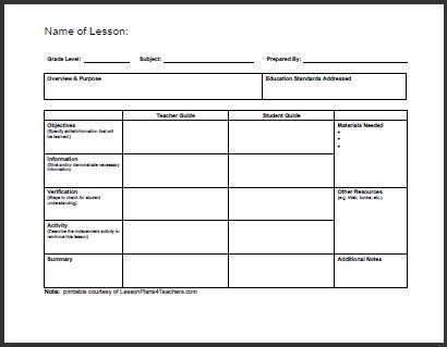Blank Weekly Lesson Plan Template All Templates Daily Lesson Plan Template