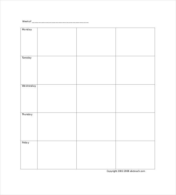 Blank Weekly Lesson Plan Template Blank Template – 24 Free Word Excel Pdf Psd Eps