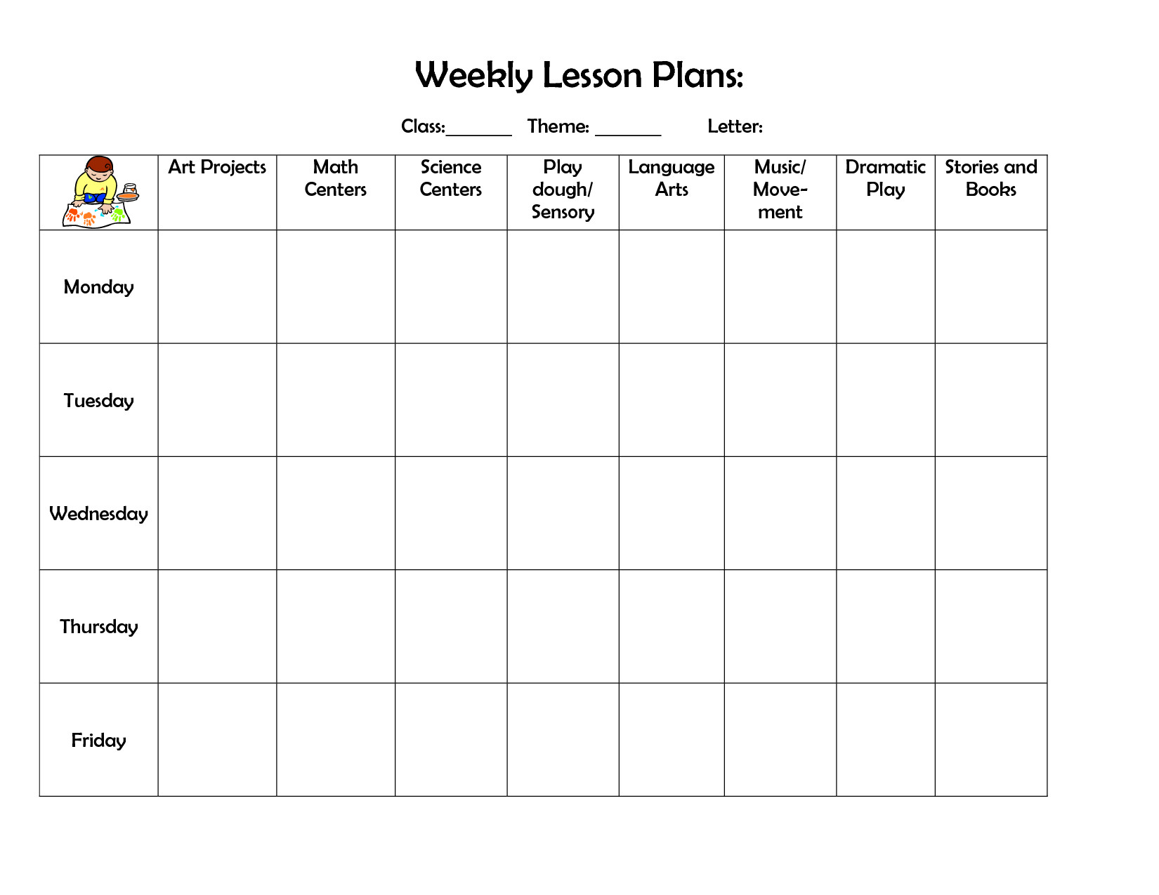 Blank Weekly Lesson Plan Template Infant Blank Lesson Plan Sheets