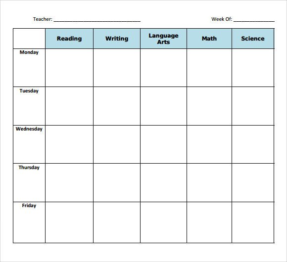 Blank Weekly Lesson Plan Template Sample Blank Lesson Plan 10 Documents In Pdf