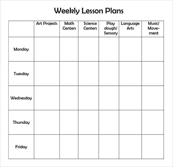 Blank Weekly Lesson Plan Template Sample Weekly Lesson Plan 7 Documents In Word Excel Pdf