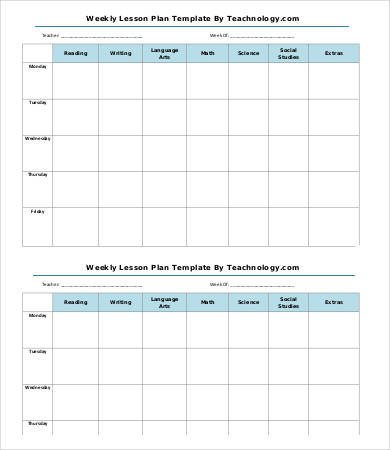 Blank Weekly Lesson Plan Template Weekly Lesson Plan Template 11 Free Word Pdf Documents