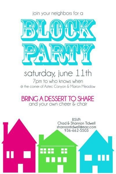 Block Party Invitation Template Block Party Invitation Two Peas In A Bucket