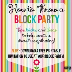 Block Party Invitation Template How to Throw A Block Party Printable Invitation Template