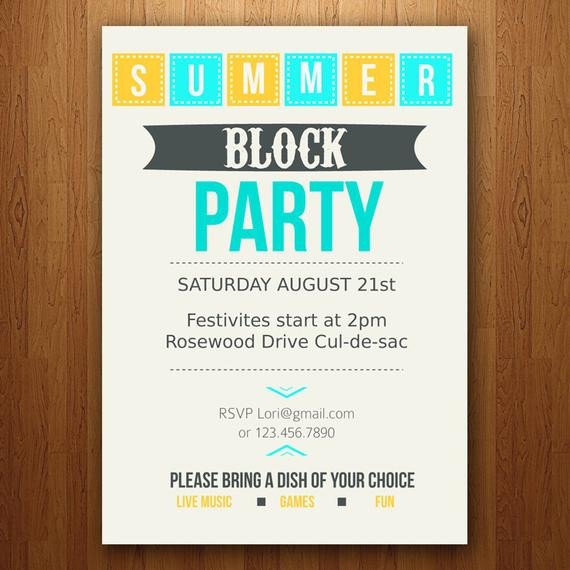 Block Party Invitation Template Items Similar to Customizable Summer Party Invitation