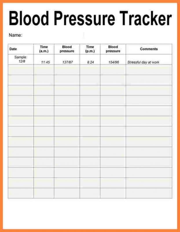 Blood Pressure Chart Template Blood Pressure Recording Charts Template