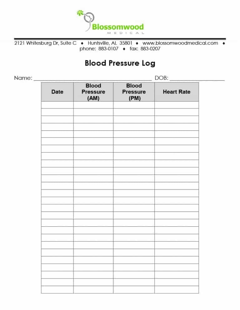 Blood Pressure Log Printable 56 Daily Blood Pressure Log Templates [excel Word Pdf]