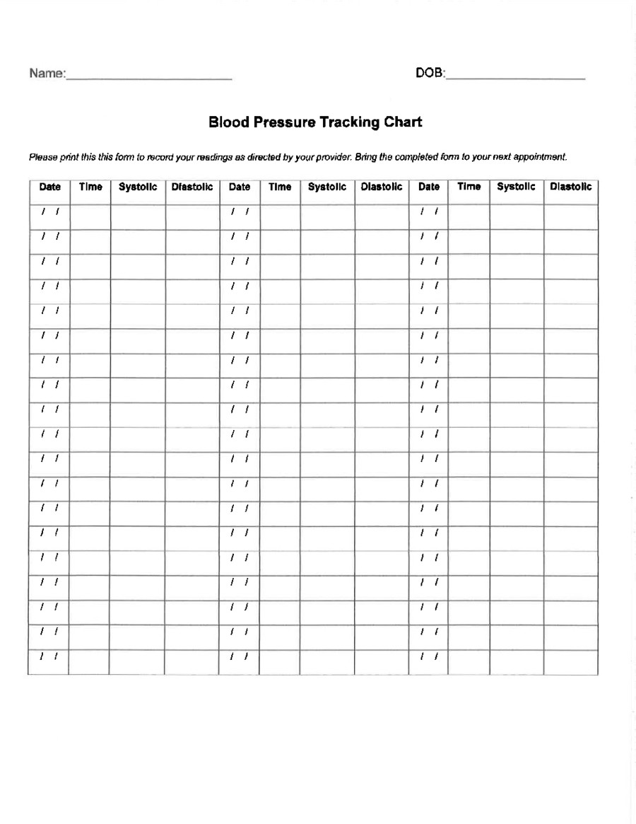 Blood Pressure Record Chart 2019 Blood Pressure Log Chart Fillable Printable Pdf