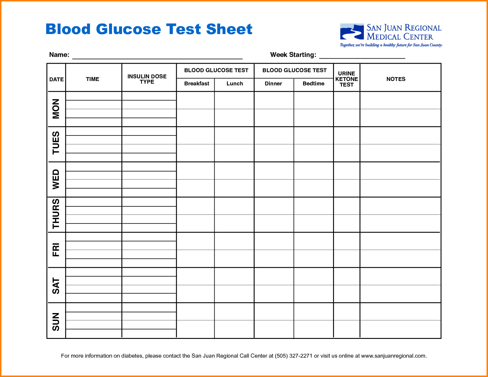 Blood Sugar Log Template Sugar Blood Glucose Log Sheet