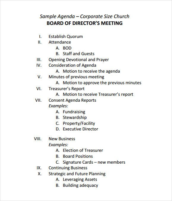 Board Meeting Minutes Templates Sample Board Meeting Agenda Template 11 Free Documents