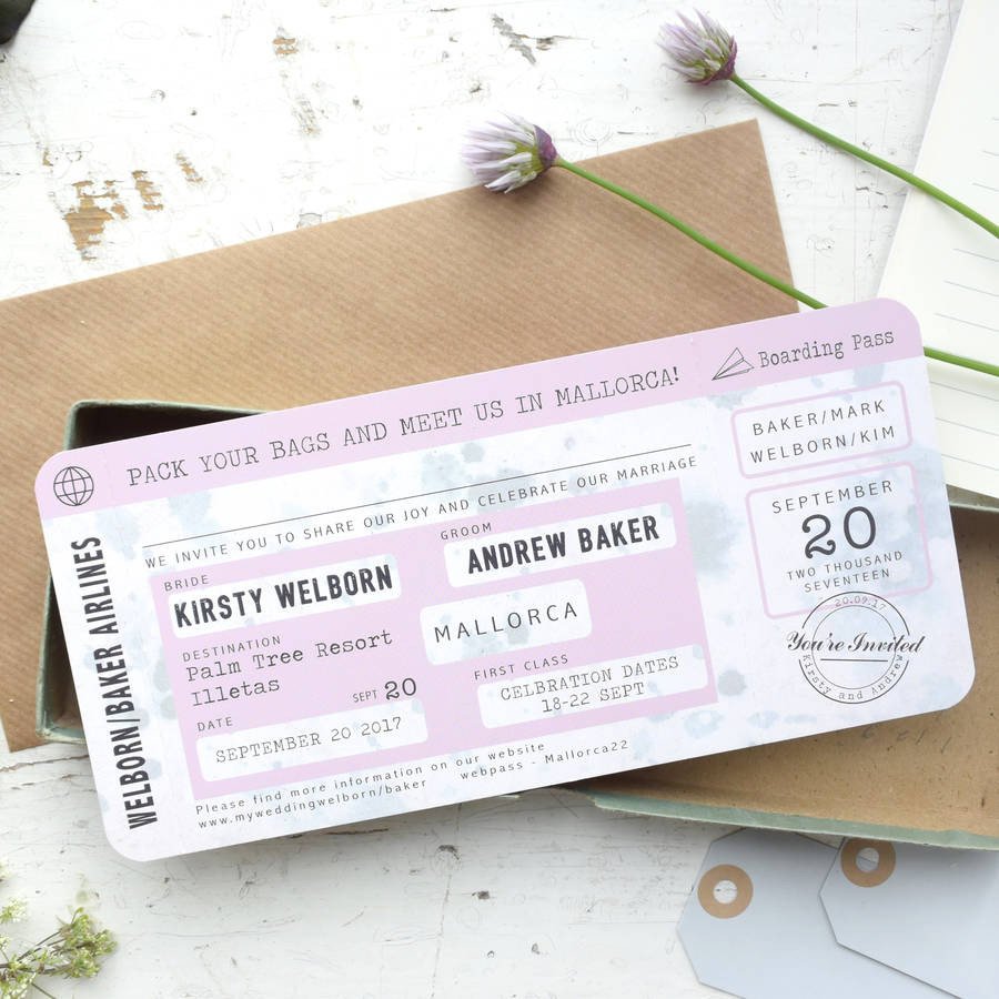 Boarding Pass Wedding Invitations Boarding Pass Wedding Invitation Vintage Style by Paper