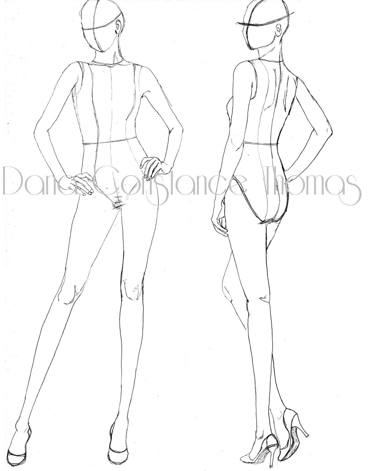 Body Template for Fashion Design Croquis Pairs