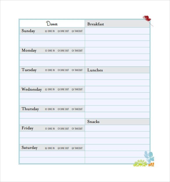 Bodybuilding Meal Planner Template 18 Meal Planning Templates Pdf Excel Word