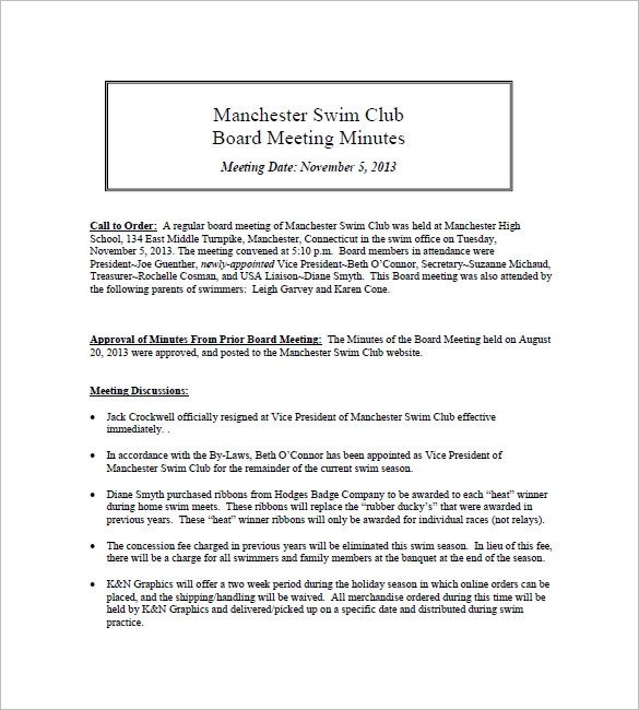 Booster Club Meeting Minutes Template 13 Club Meeting Minutes Templates Doc Excel Pdf