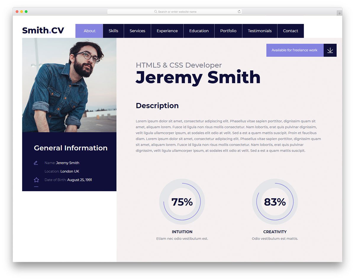 Bootstrap Resume Template Free 31 Free Bootstrap Resume Templates for Effective Job
