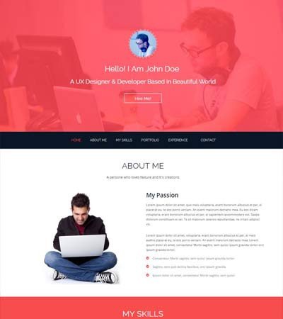 Bootstrap Resume Template Free Bootstrap E Page Template