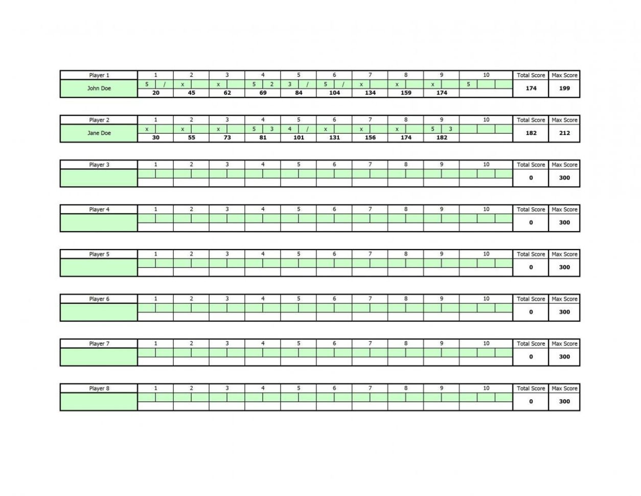 Bowling Score Sheet Excel Bowling Stats Spreadsheet Printable Spreadshee Bowling