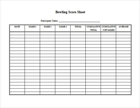 Bowling Score Sheet Excel Download Free software Free Program Layout Templates