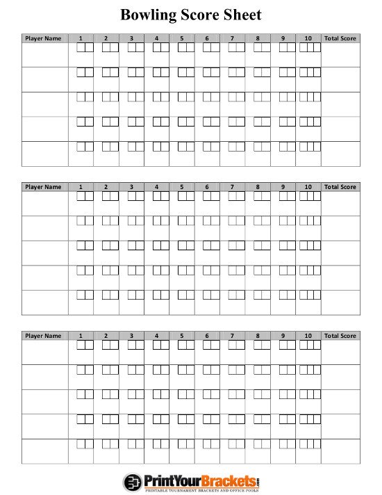 Bowling Score Sheet Excel Printable Bowling Score Sheets Print Free Scorecard