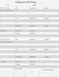 Boy Scout Meal Planning Template 1000 Images About Boy Scouts On Pinterest
