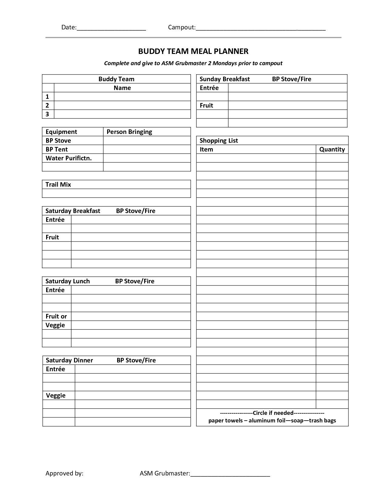 Boy Scout Meal Planning Template 13 Best Of Boy Scout Day 5 Meal Planning Worksheet