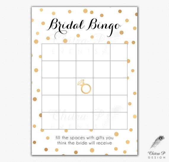 Bridal Bingo Free Template Blank Black &amp; Gold Bridal Shower Bingo Cards Printed or Printable