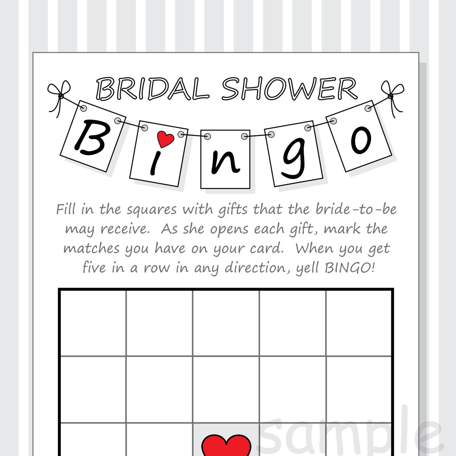 Bridal Bingo Free Template Blank Diy Bridal Shower Bingo Printable Cards Pennant Design Red