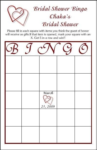 Bridal Shower Bingo Template Bridal Shower Gift Bingo Game Favor 100 Designs to Choose