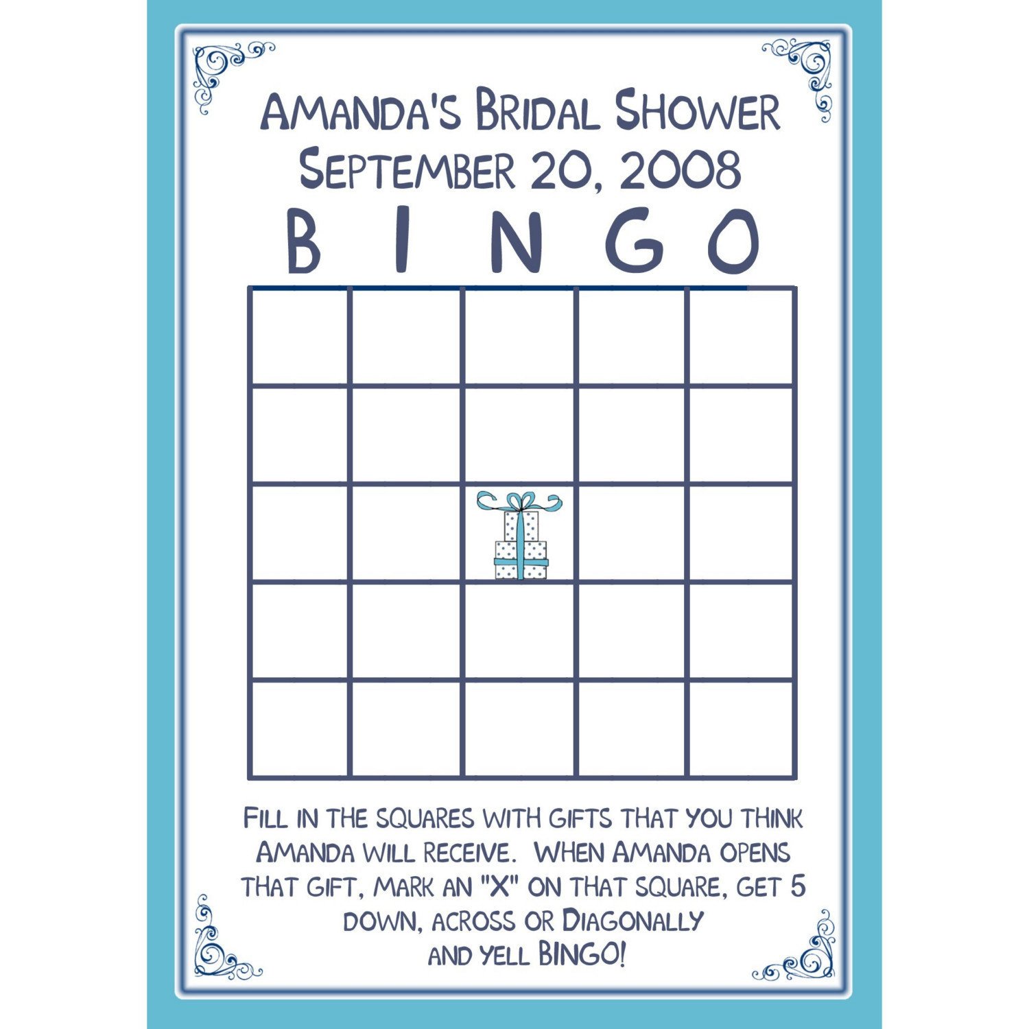Bridal Shower Bingo Templates 24 Bridal Shower Bingo Card Game Personalized
