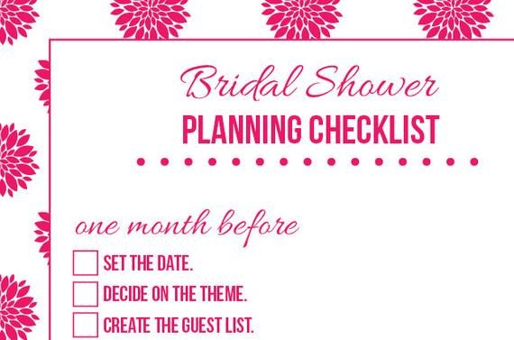 Bridal Shower Checklist Printable Items Similar to Bridal Shower Planning organizational