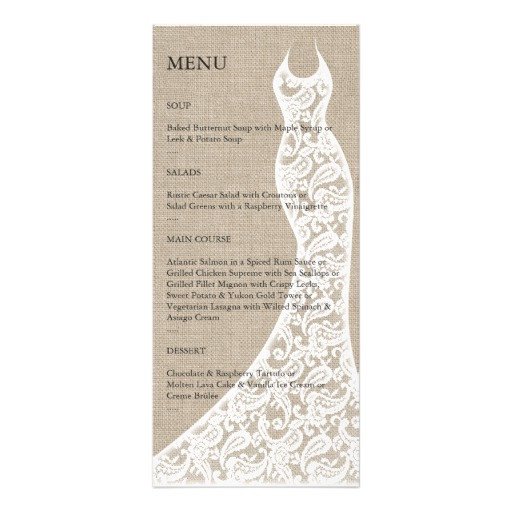 Bridal Shower Menu Template Beautiful Burlap Bridal Shower Menu Rack Card Template