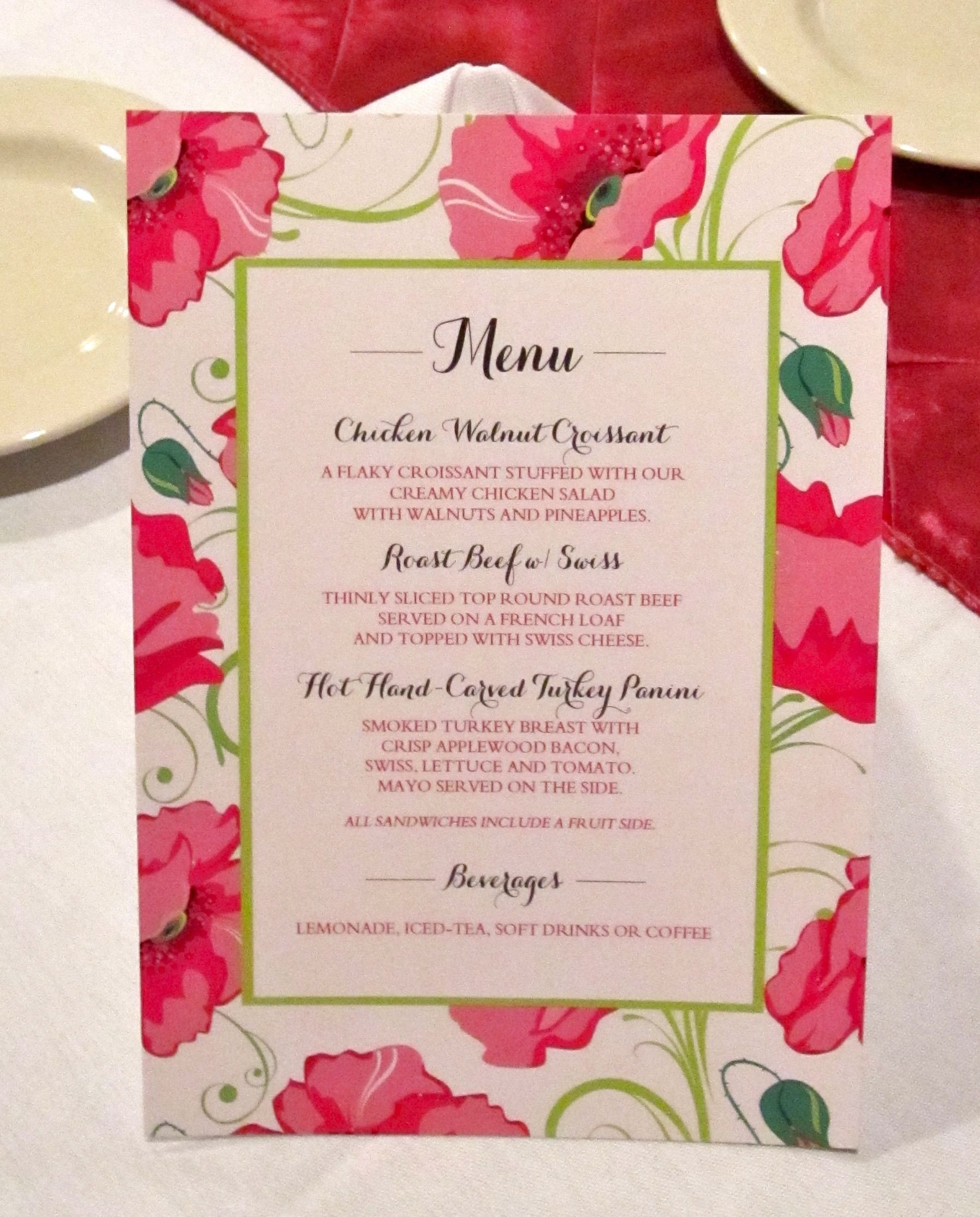 Bridal Shower Menu Template Bridal Shower Menu Card