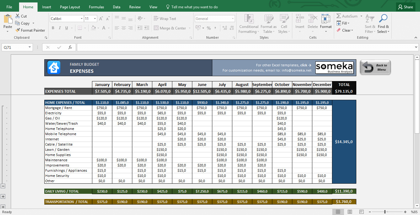 Budget Templates for Excel Family Bud Template In Excel