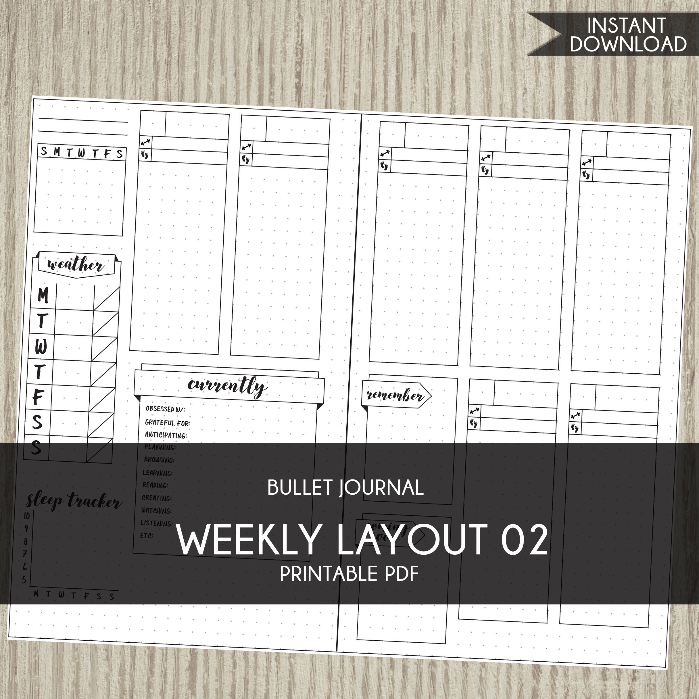 Bullet Journal Layout Templates Bullet Journal Template Printable Planner Weekly Layout Bujo