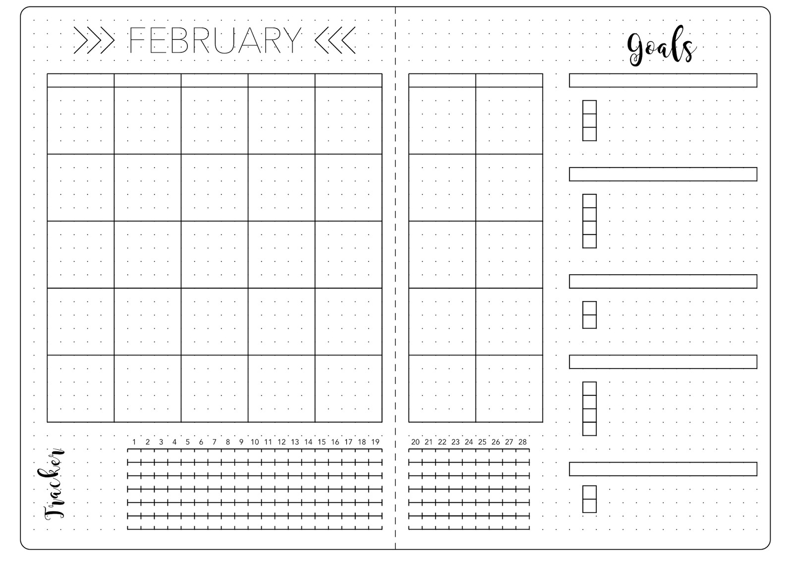 Bullet Journal Layout Templates February Set Up &amp; Template Kate Louise
