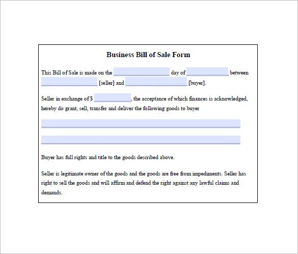 Business Bill Of Sale Business Bill Of Sale 5 Free Sample Example format
