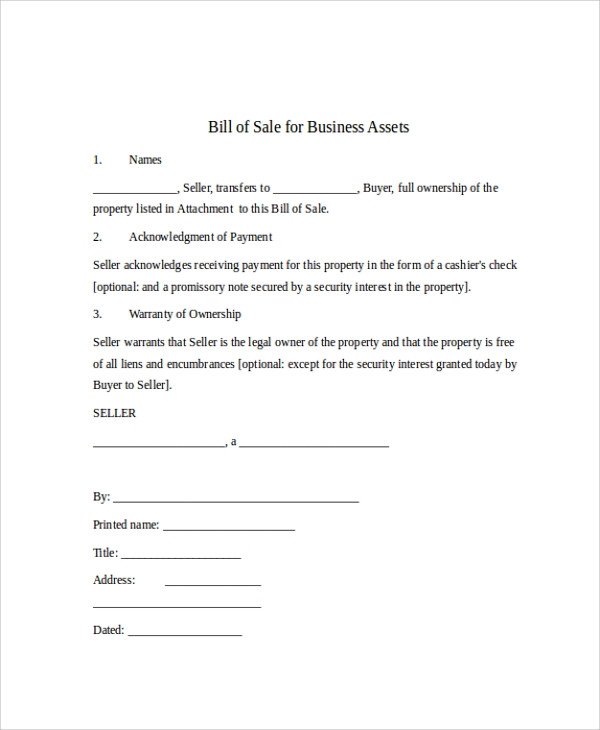 Business Bill Of Sale Sample Bill Of Sale form 9 Examples In Pdf Word