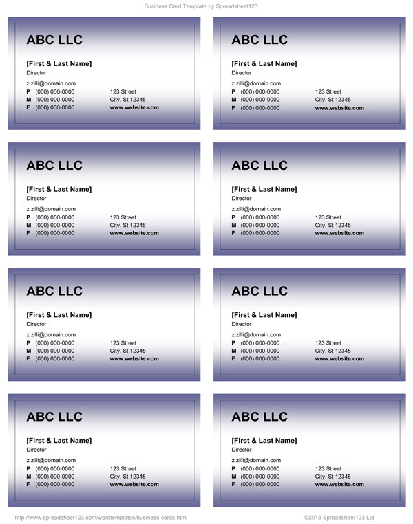 Business Card Template Microsoft Word Business Card Templates for Word