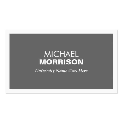 Business Cards for Students Modern Gray Business Card for College Students
